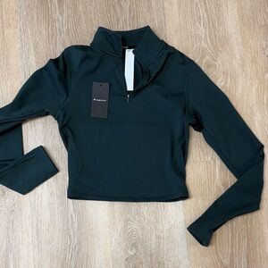 Fabletics Dark Green Long Sleeve Zip-Up Top